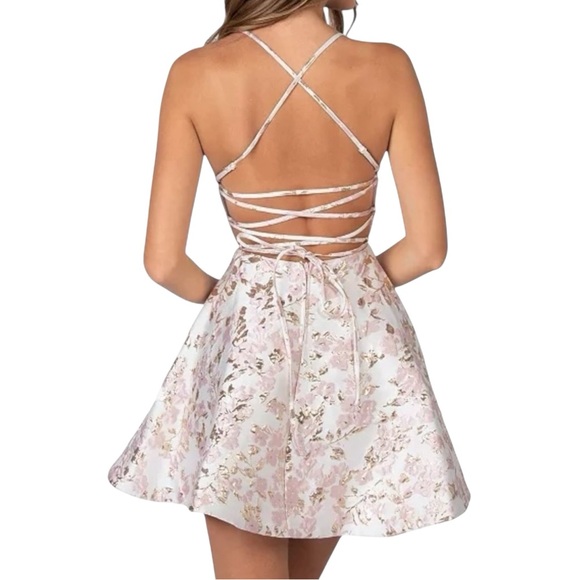 B Darlin Lace-Up A-Line Dress - Picture 2 of 7